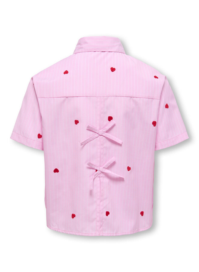 Kids Only - New lina ss stripe emb shirt - Begonia pink/Cloud dancer