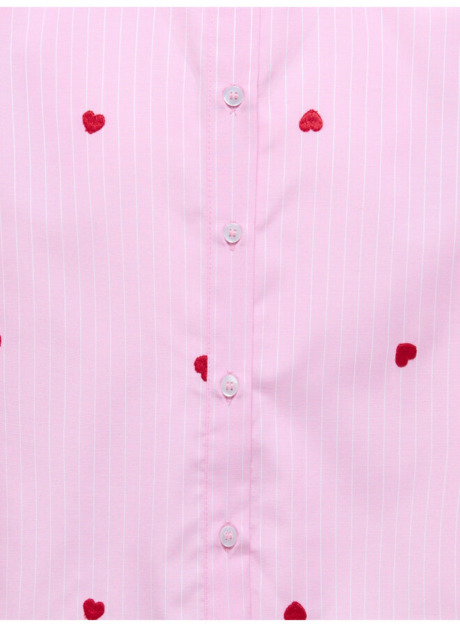 Kids Only - New lina ss stripe emb shirt - Begonia pink/Cloud dancer