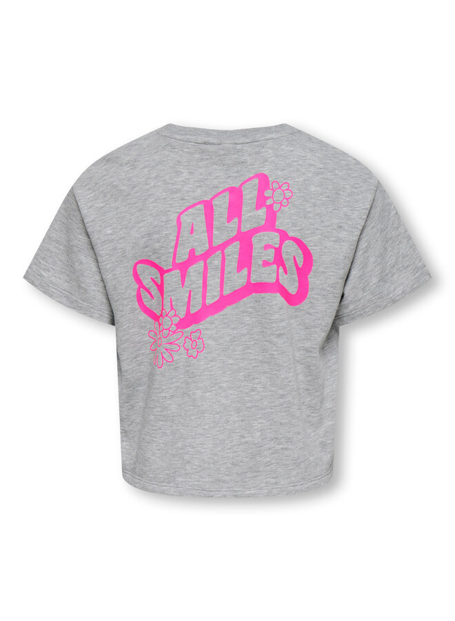 Kids Only - Joy life ss printed crew sweat - Light grey melange vibes