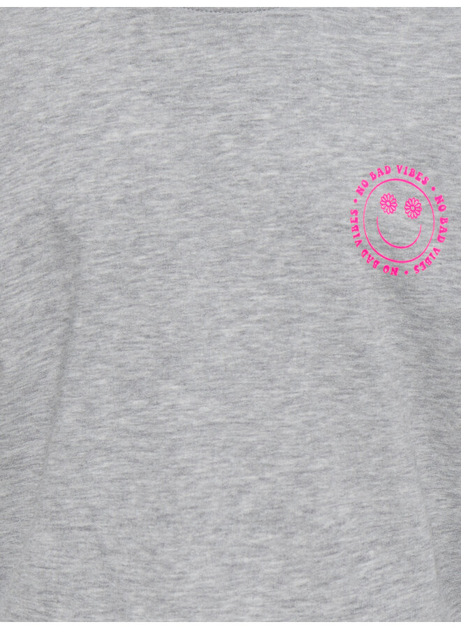 Kids Only - Joy life ss printed crew sweat - Light grey melange vibes