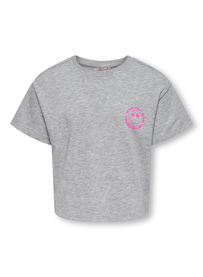 Kids Only - Joy life ss printed crew sweat - Light grey melange vibes