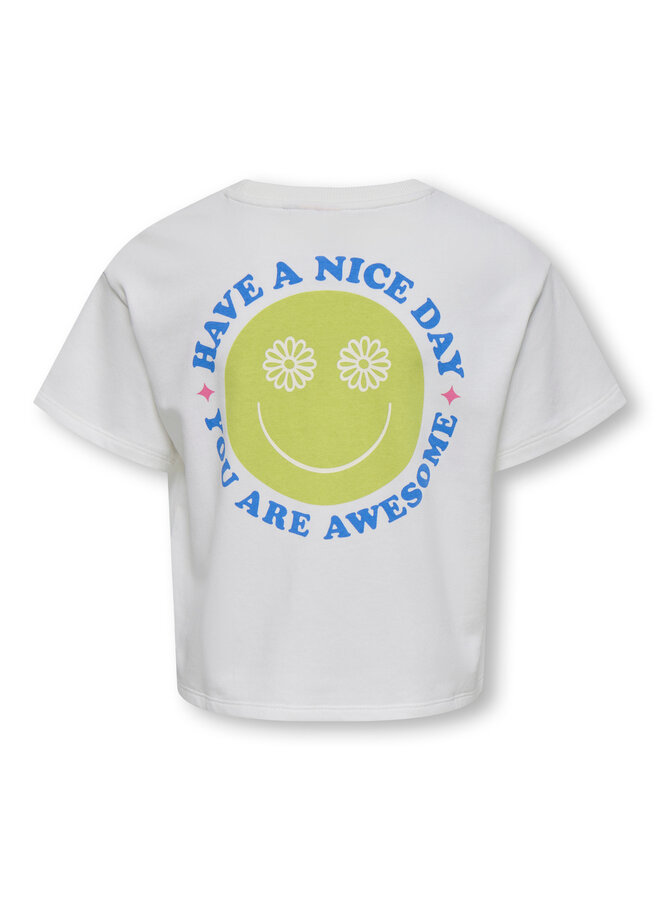 Kids Only - Joy life ss printed crew sweat - Cloud dancer smiley