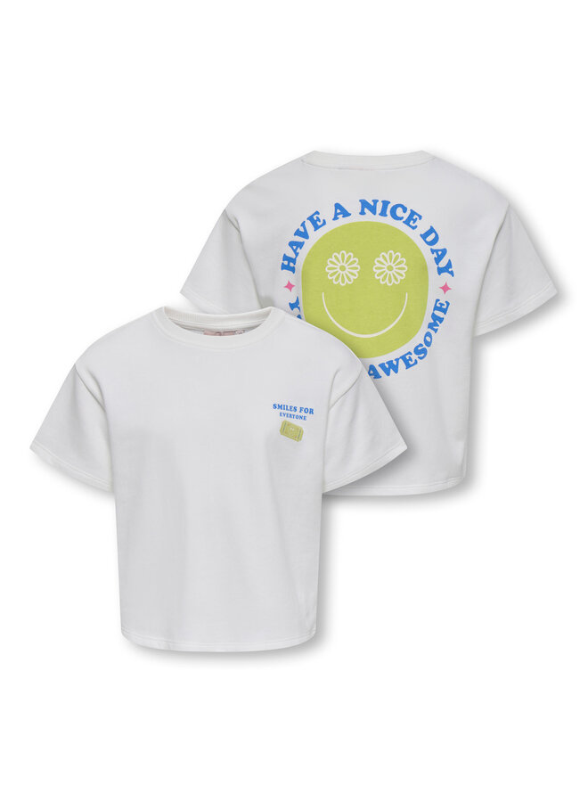 Kids Only - Joy life ss printed crew sweat - Cloud dancer smiley