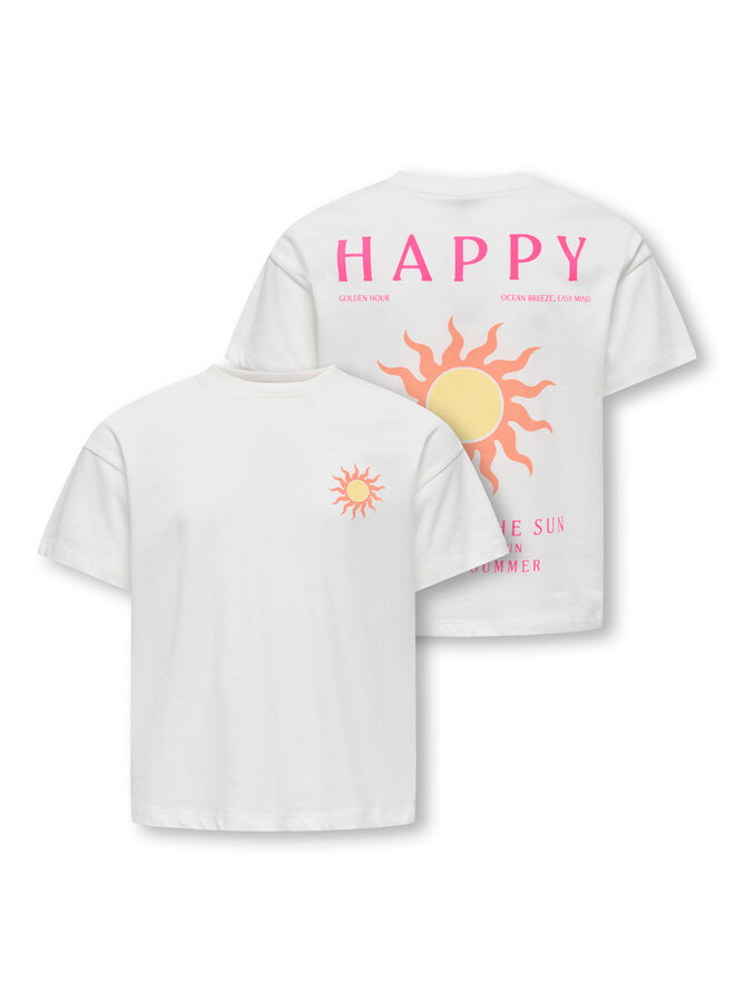 Kids Only - Soli-veras ss top - Cloud dancer sol/Pink glo