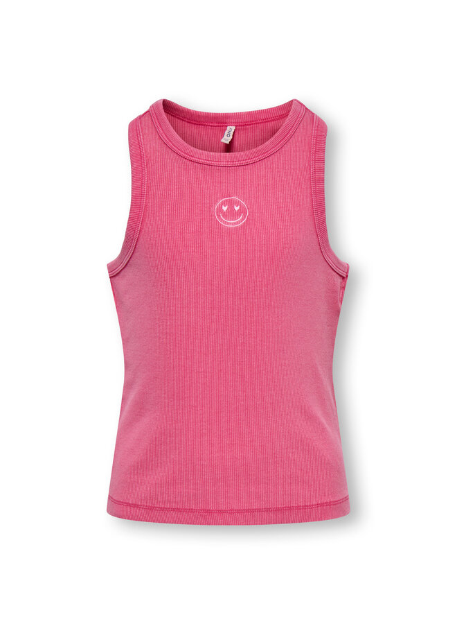 Jilly emb washed tank top - Magenta smiley
