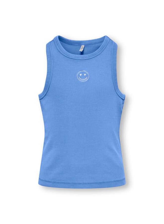 Jilly emb washed tank top - Ultramarine smiley