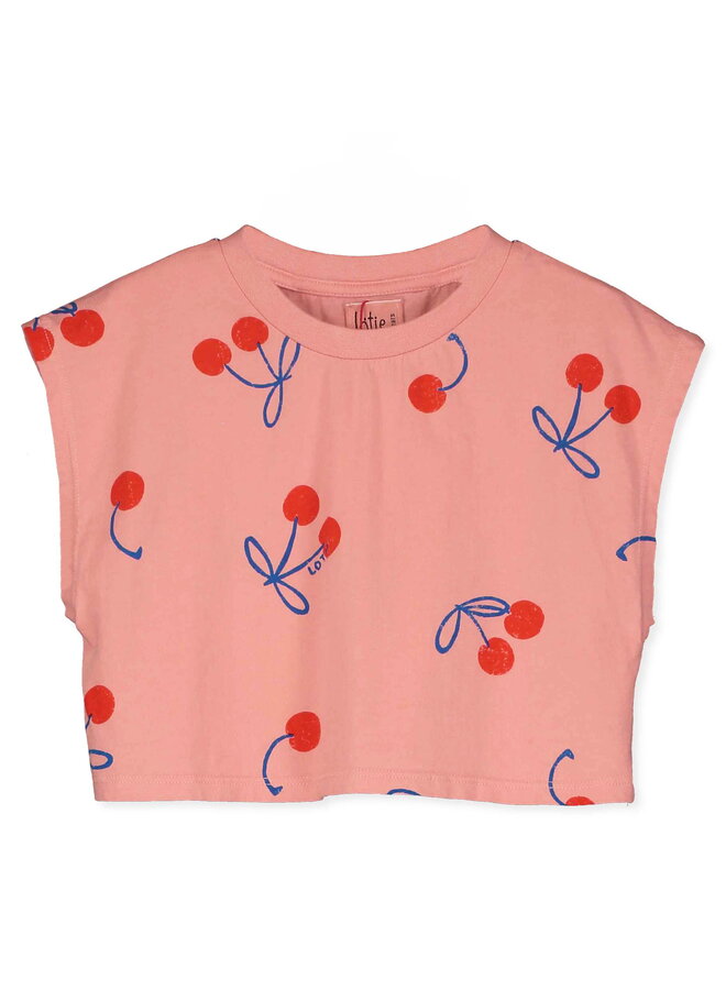 Lötiekids - Crop top cherries allover - Clay pink