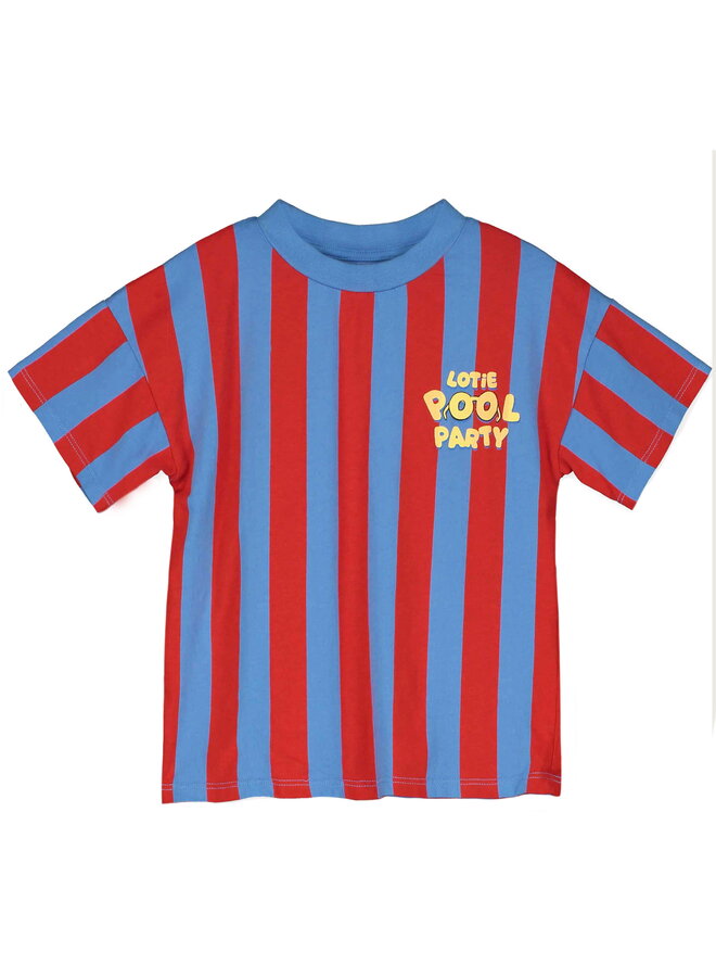 Wide fit t-shirt stripes pool party - Baja blue