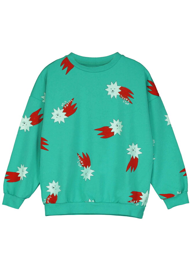 Lötiekids - Sweatshirt lucky red stars allover - Green