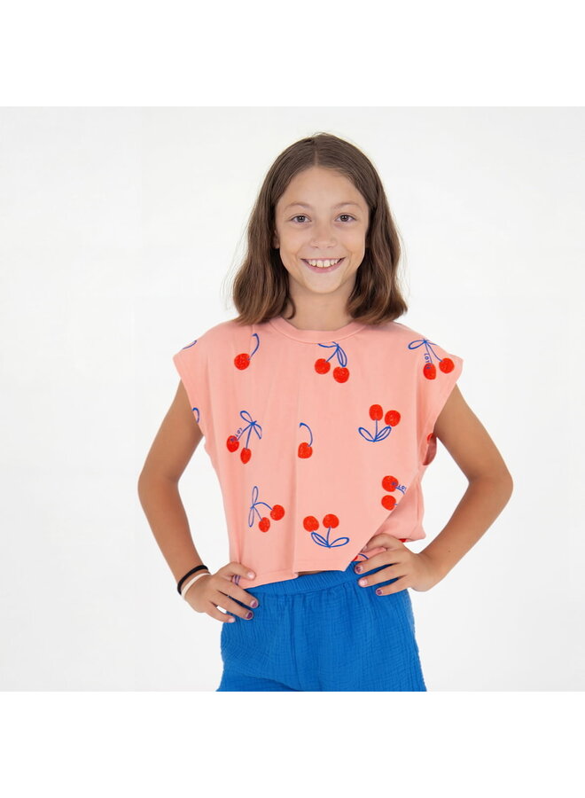 Lötiekids - Crop top cherries allover - Clay pink