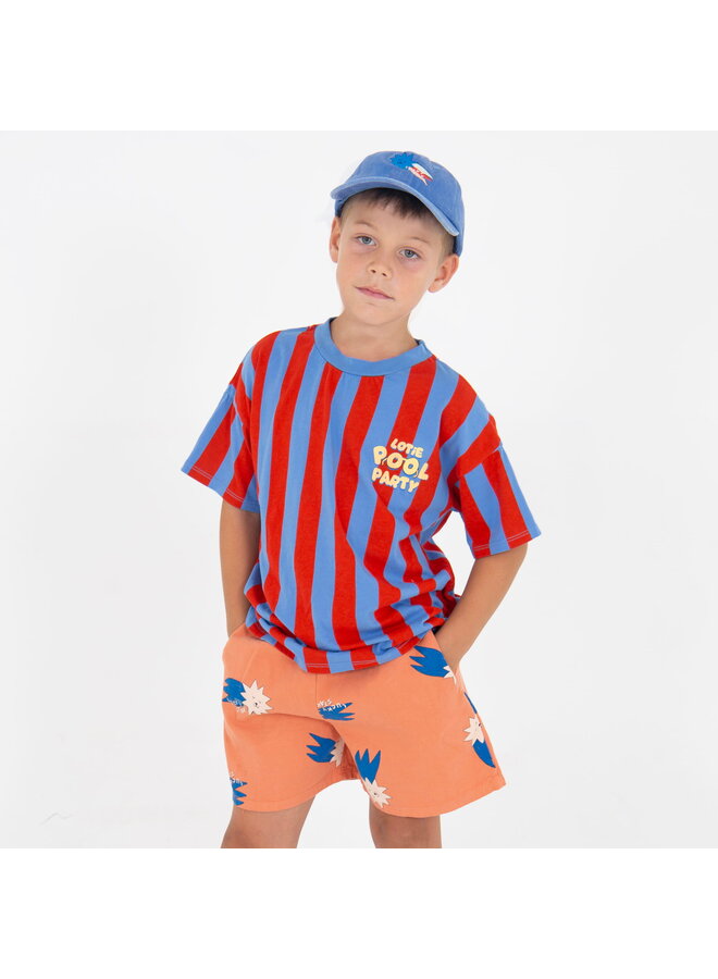 Lötiekids - Wide fit t-shirt stripes pool party - Baja blue