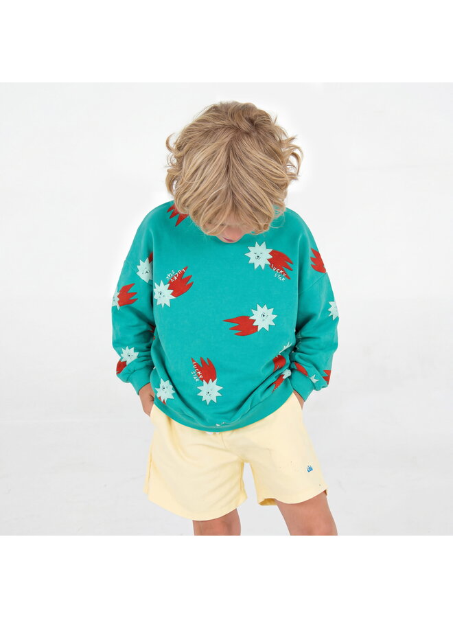 Lötiekids - Sweatshirt lucky red stars allover - Green