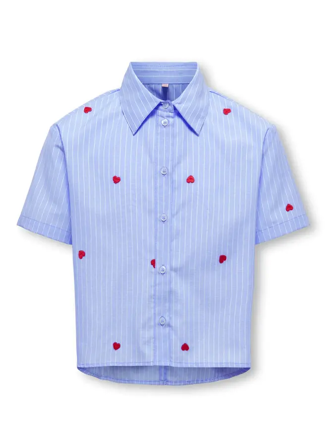 New lina ss stripe emb shirt - Moonlight blue/Cloud dancer