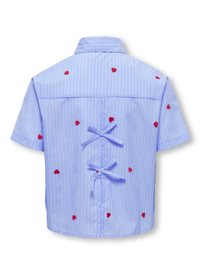 Kids Only - New lina ss stripe emb shirt - Moonlight blue/Cloud dancer