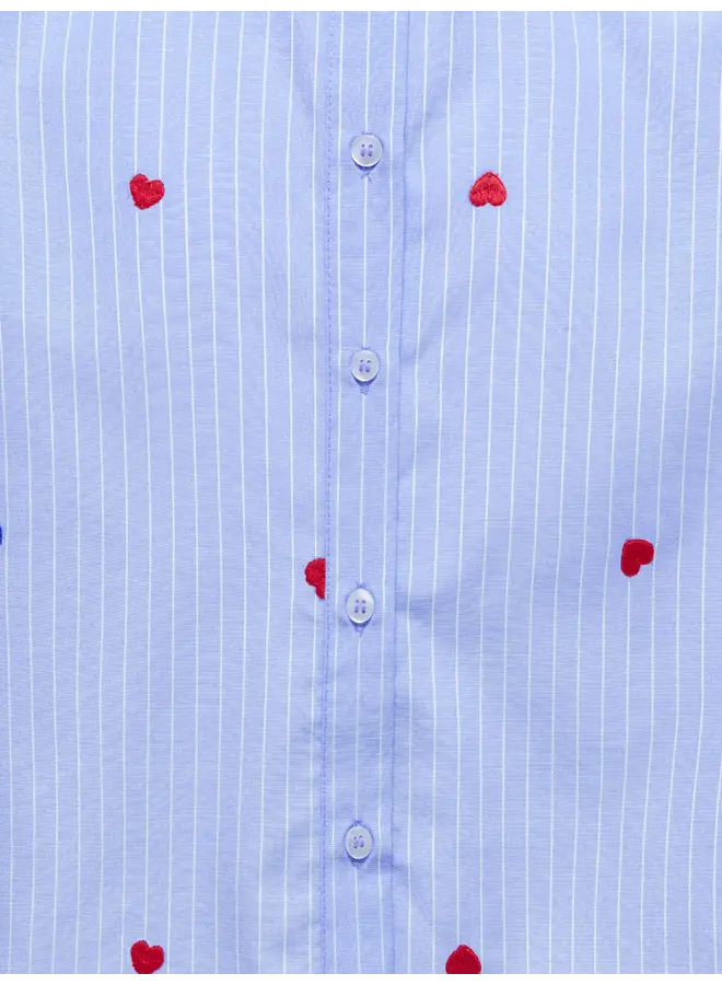 Kids Only - New lina ss stripe emb shirt - Moonlight blue/Cloud dancer