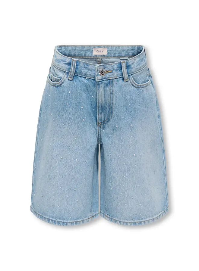 Kids Only - Sonny highwaist wide rhinstone shorts - Medium blue denim