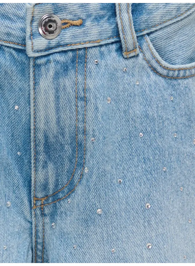 Kids Only - Sonny highwaist wide rhinstone shorts - Medium blue denim