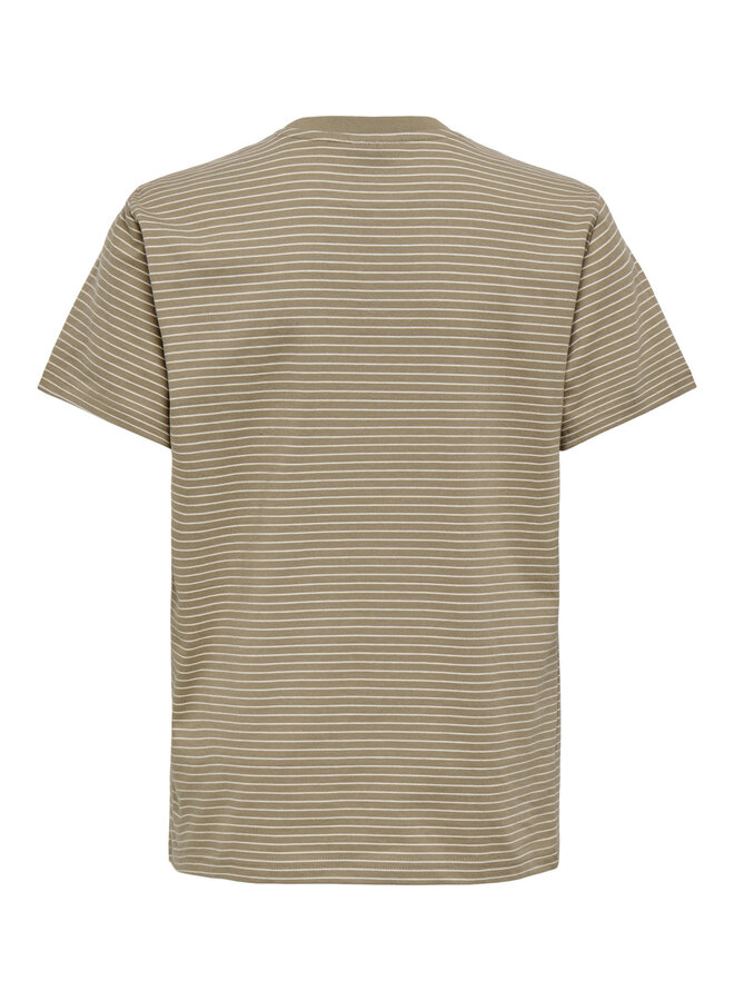 ONLY & SONS Junior - Fred life reg stripe tee - Desert taupe