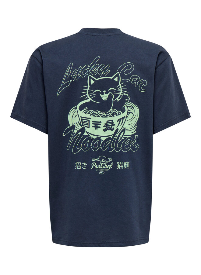 ONLY & SONS Junior - Axel sunny rlx tee - Blue nights lucky cat