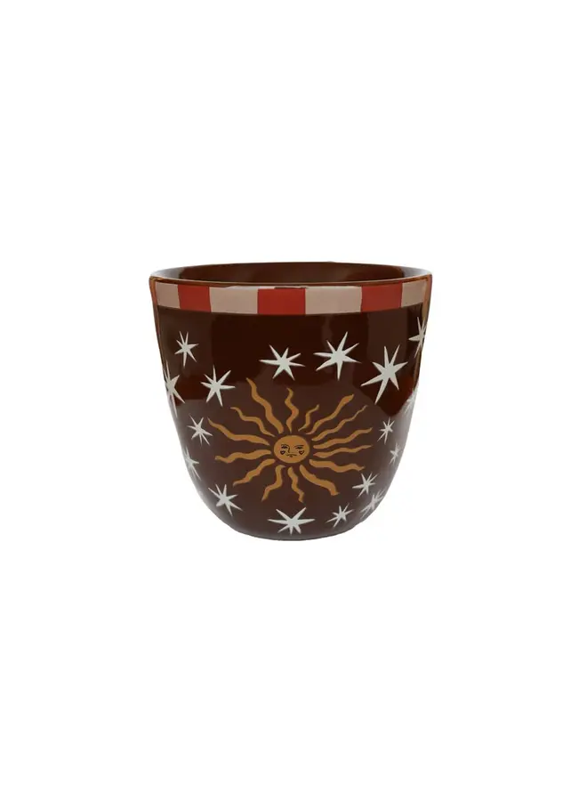 Cup brown with sun and stars