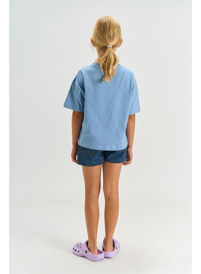 The New - Prima regular fit denim shorts - Medium blue denim AOP