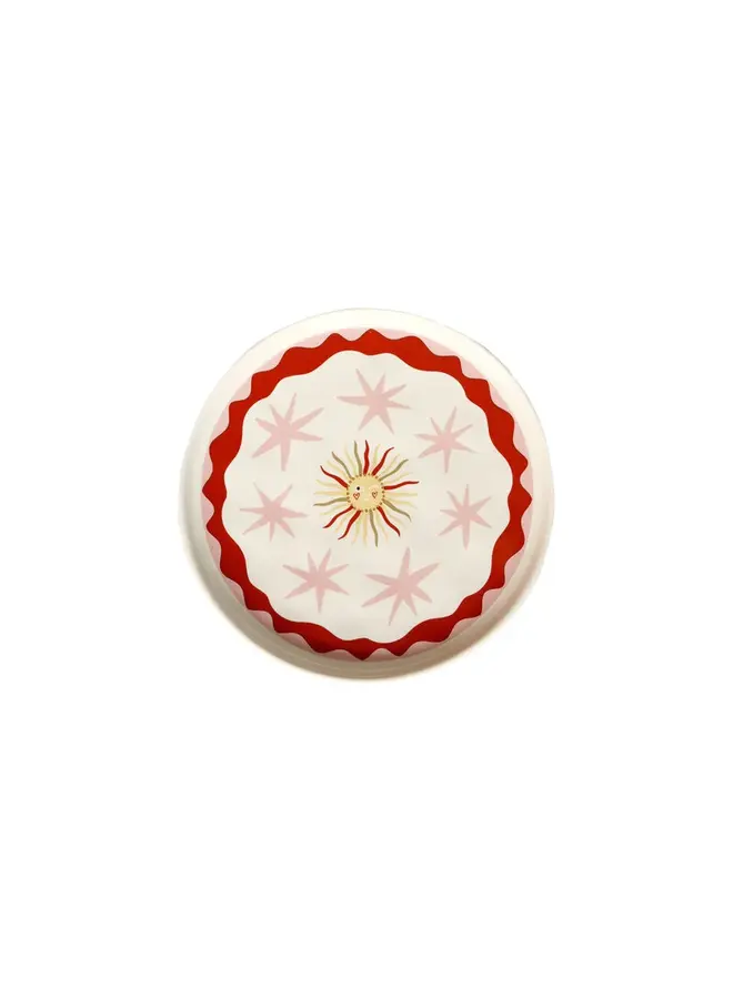 Serving plate sun with pink stars