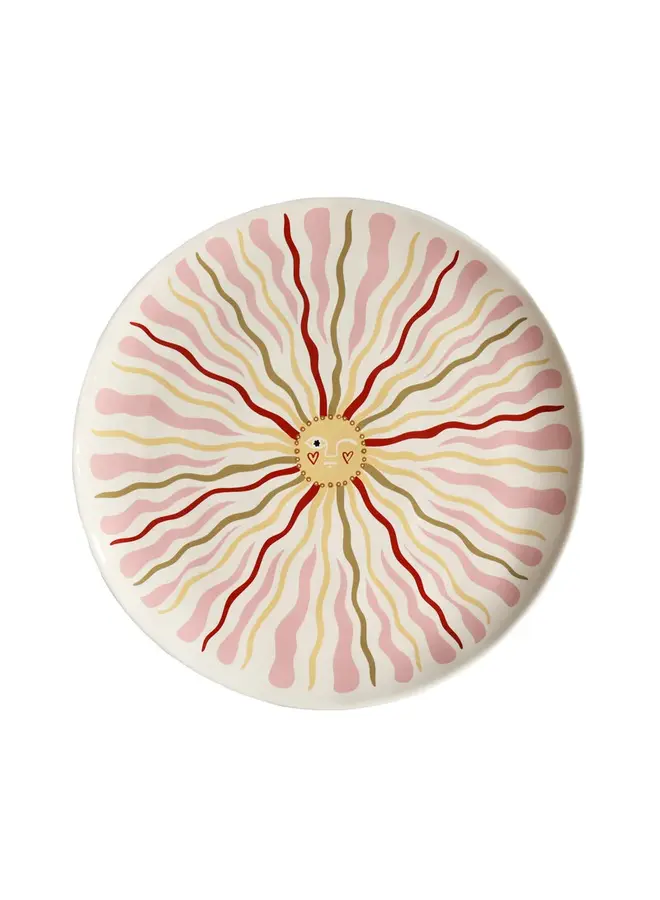 All the Luck in the World - Large round plate with pink sun