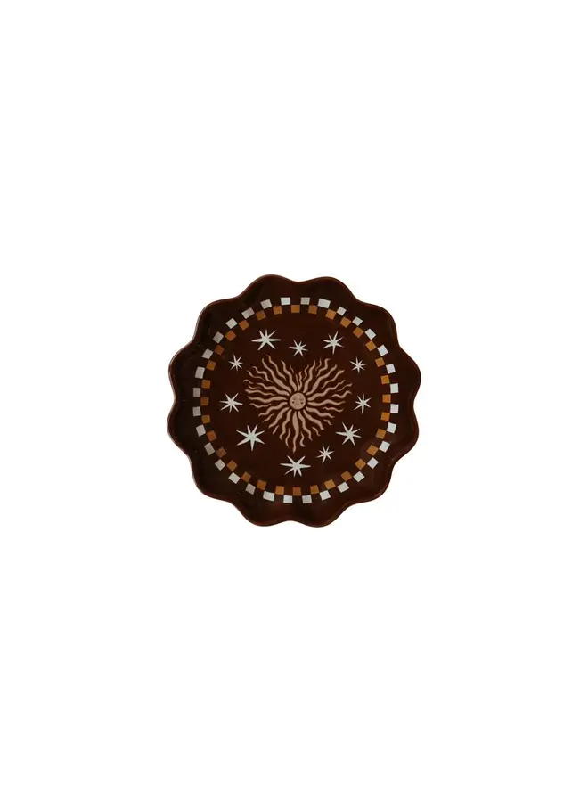 All the Luck in the World - Small plate heart sun - Brown