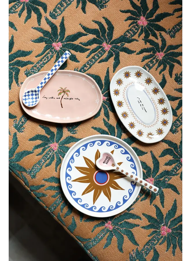 All the Luck in the World - Oval plate palmtree and midnight talks