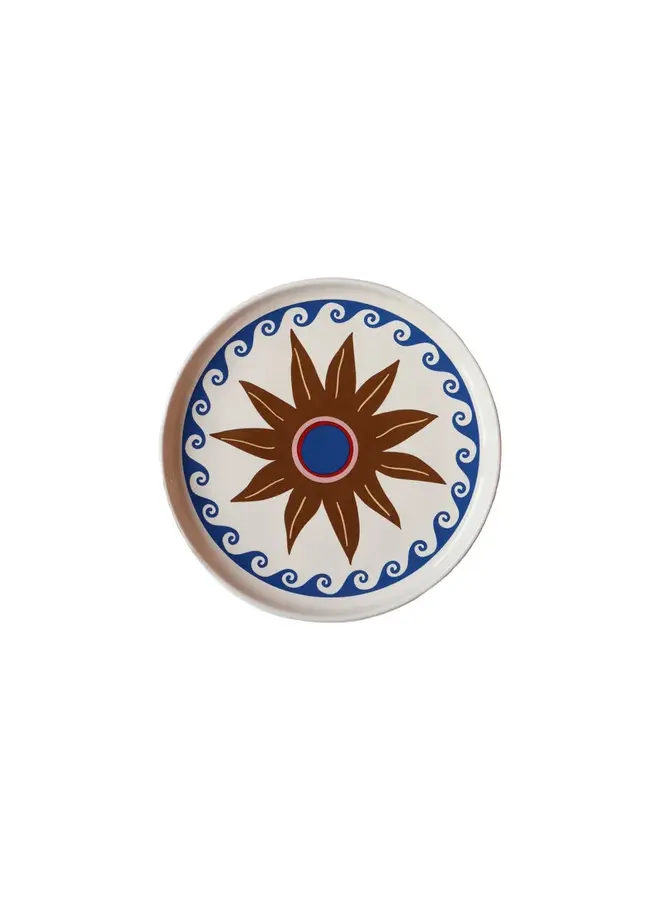 Serving plate star with blue waves