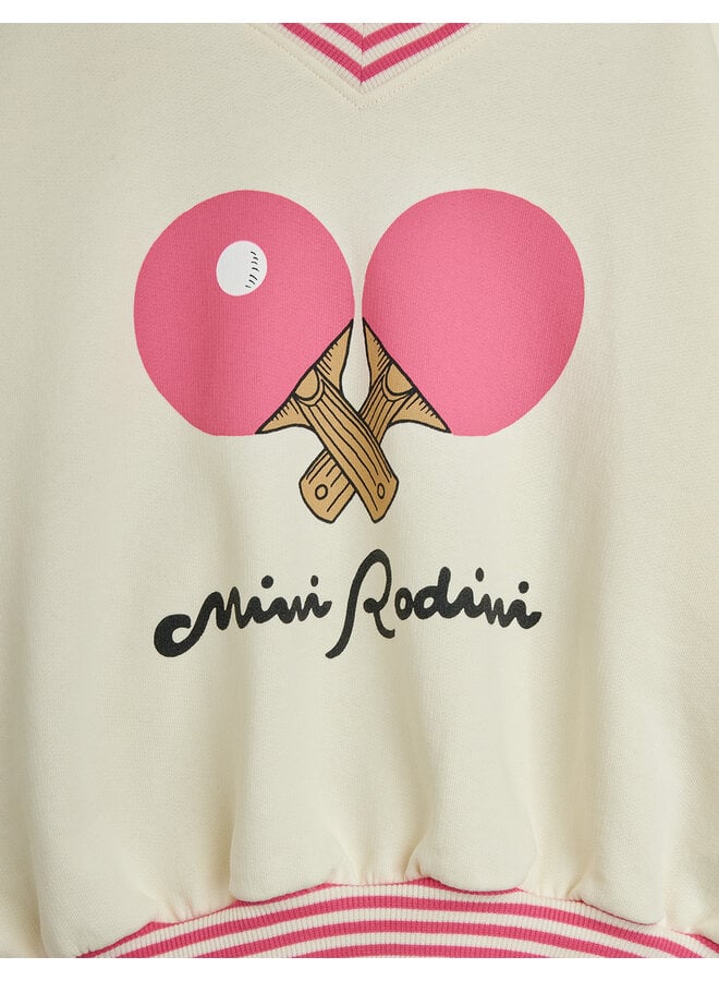 Mini Rodini - Table tennis sp striped rib sweatshirt - White