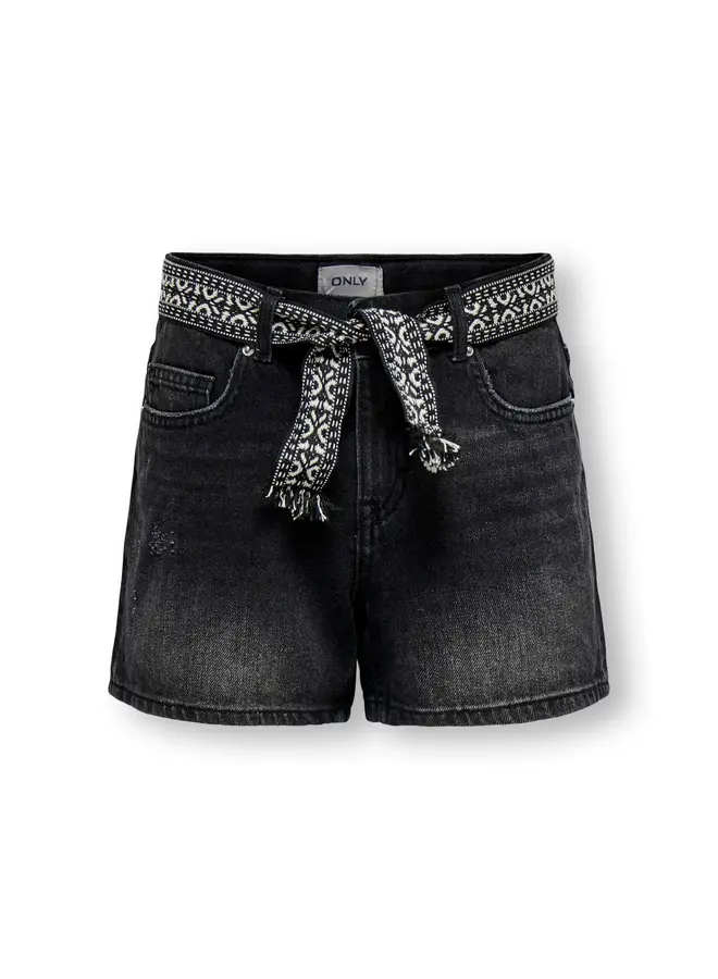 Ella wide denim shorts - Washed black