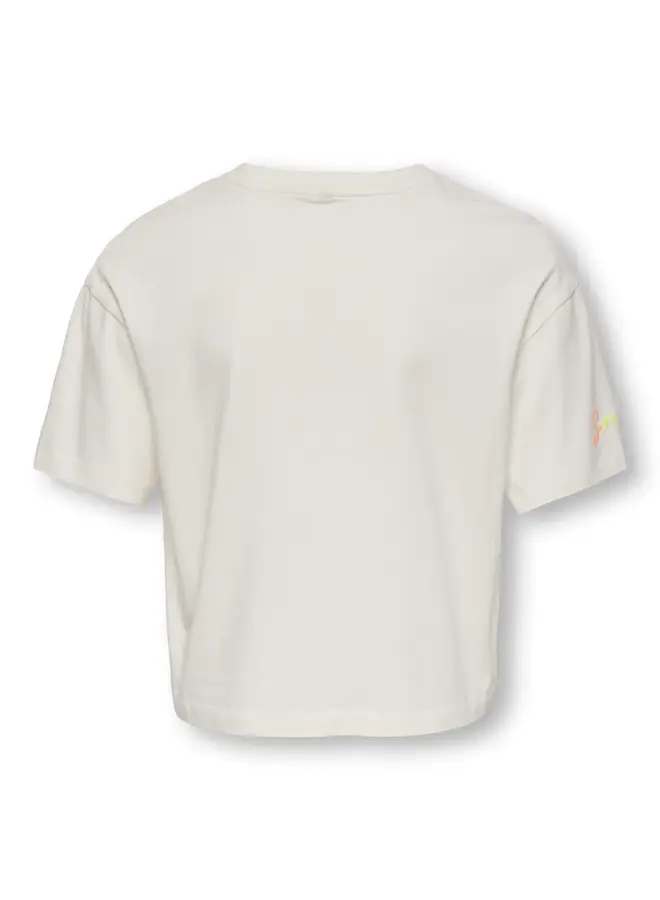 Kids Only - Pop life washed print boxy top - Cloud dancer/Smile