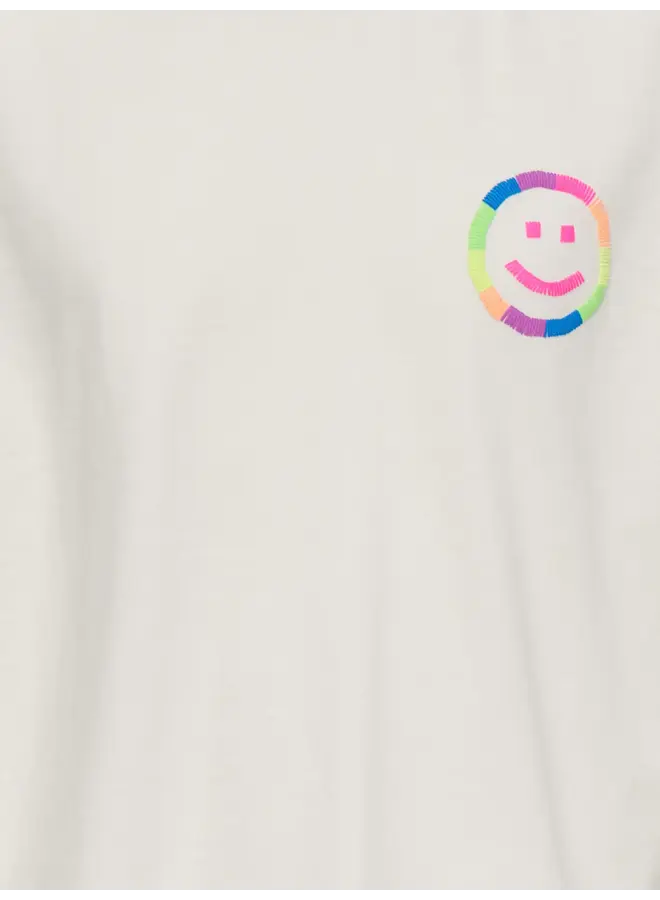 Kids Only - Pop life washed print boxy top - Cloud dancer/Smile