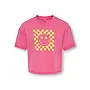 Kids Only - Pop life washed print boxy top - Magenta check/Smiley