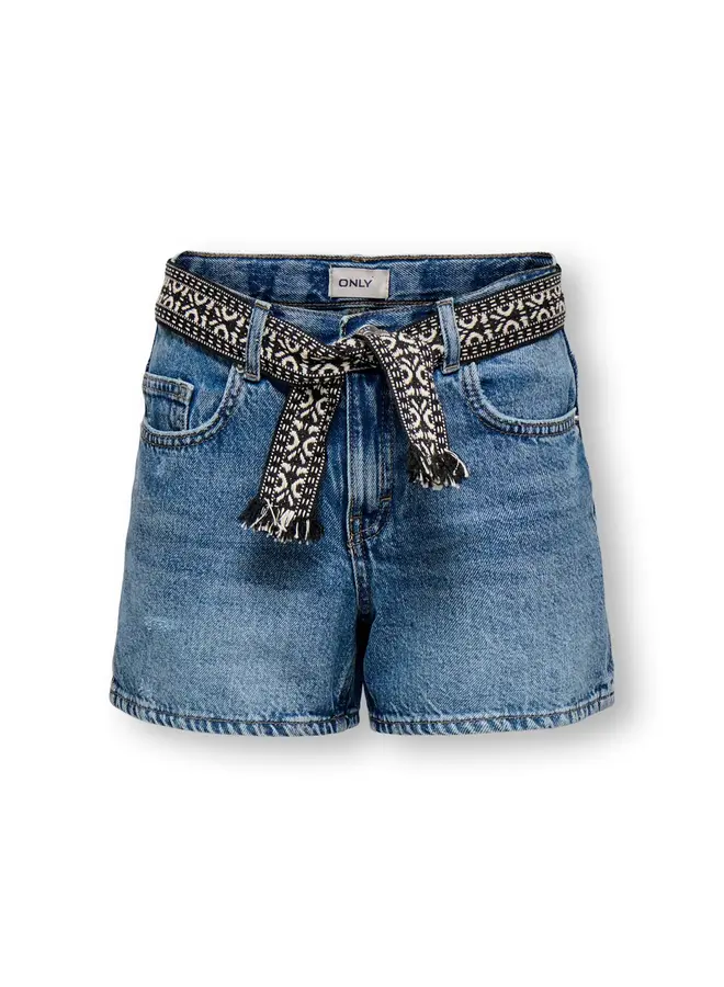 Ella wide denim shorts - Light medium blue denim