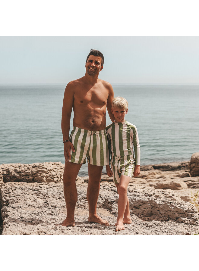 Salted Stories - Wide stripe swim longsleeve - Iguana