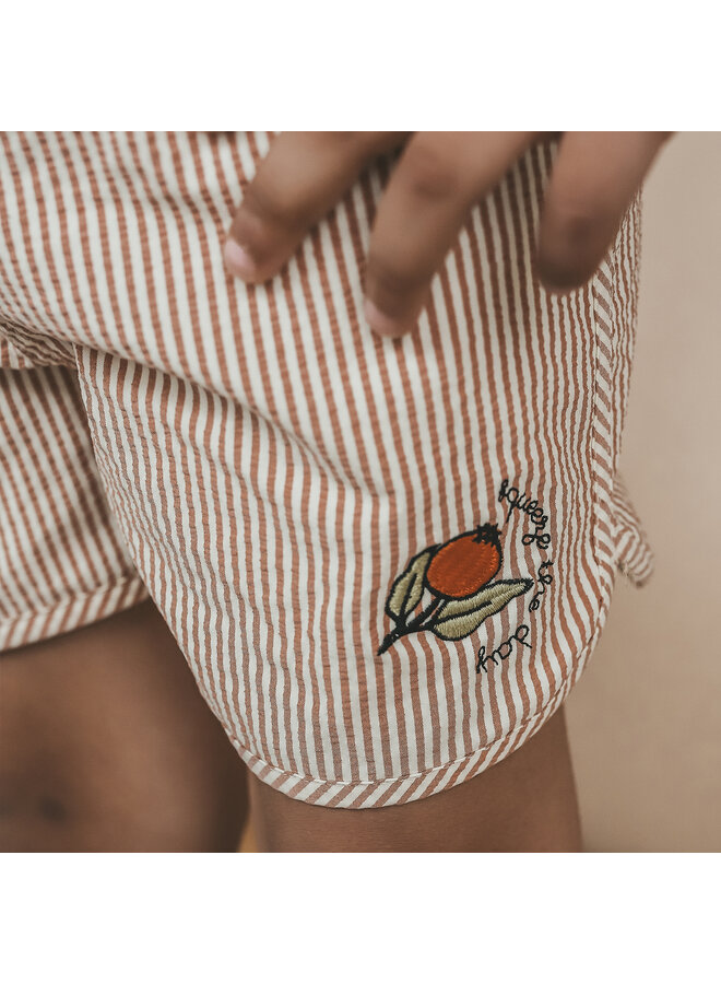 Salted Stories - Seersucker swim shorts - Bombay brown