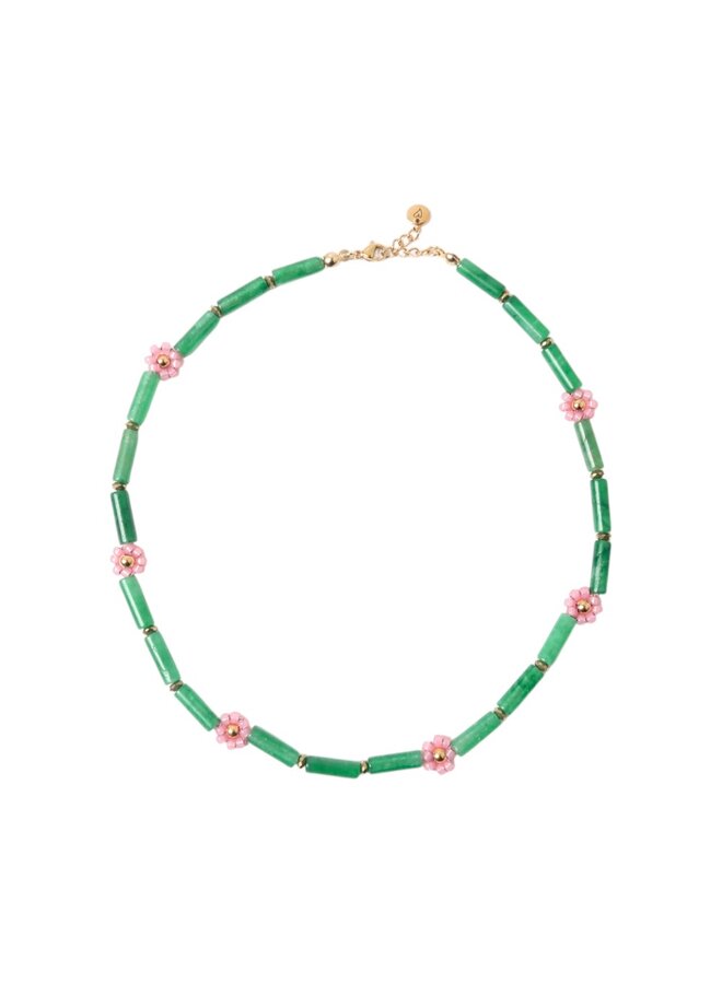 Necklace - Daisy pink/Shell green