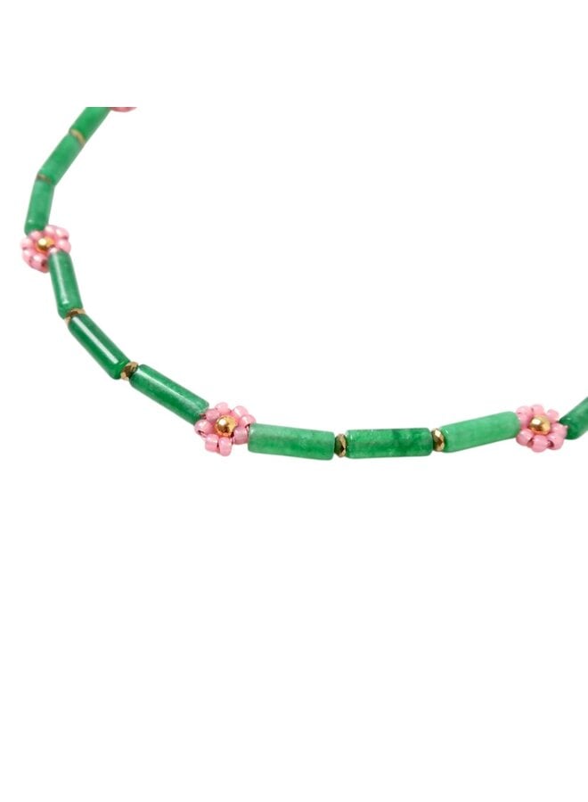 LOVEissue - Necklace - Daisy pink/Shell green