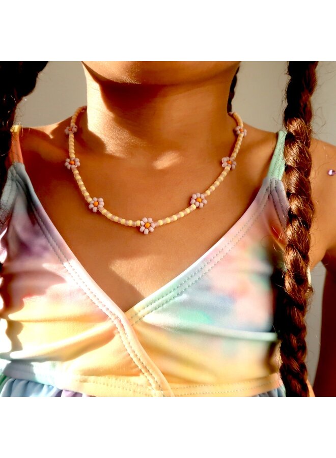 LOVEissue - Necklace - Daisy sunshine neon pink