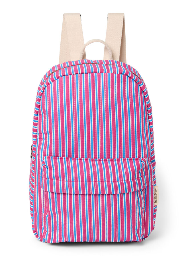 Poplin striped midi backpack - Raspberry
