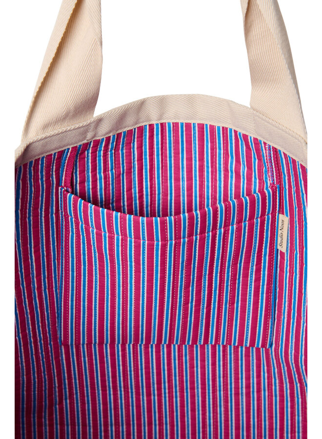 Studio Noos - Poplin striped beach bag - Raspberry