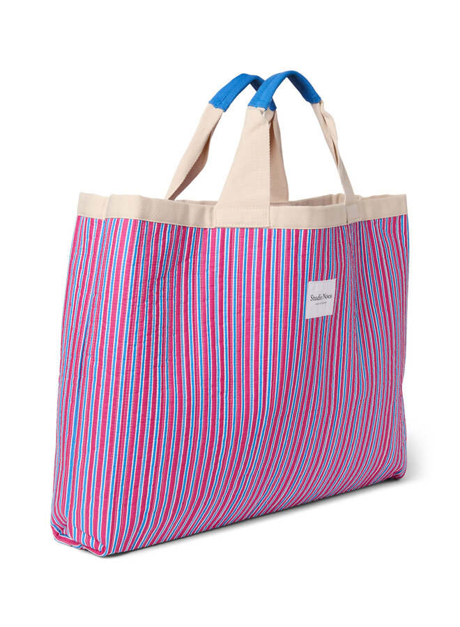 Studio Noos - Poplin striped beach bag - Raspberry