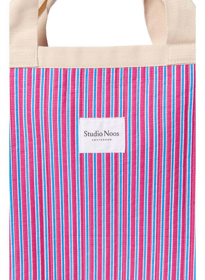 Studio Noos - Poplin striped beach bag - Raspberry