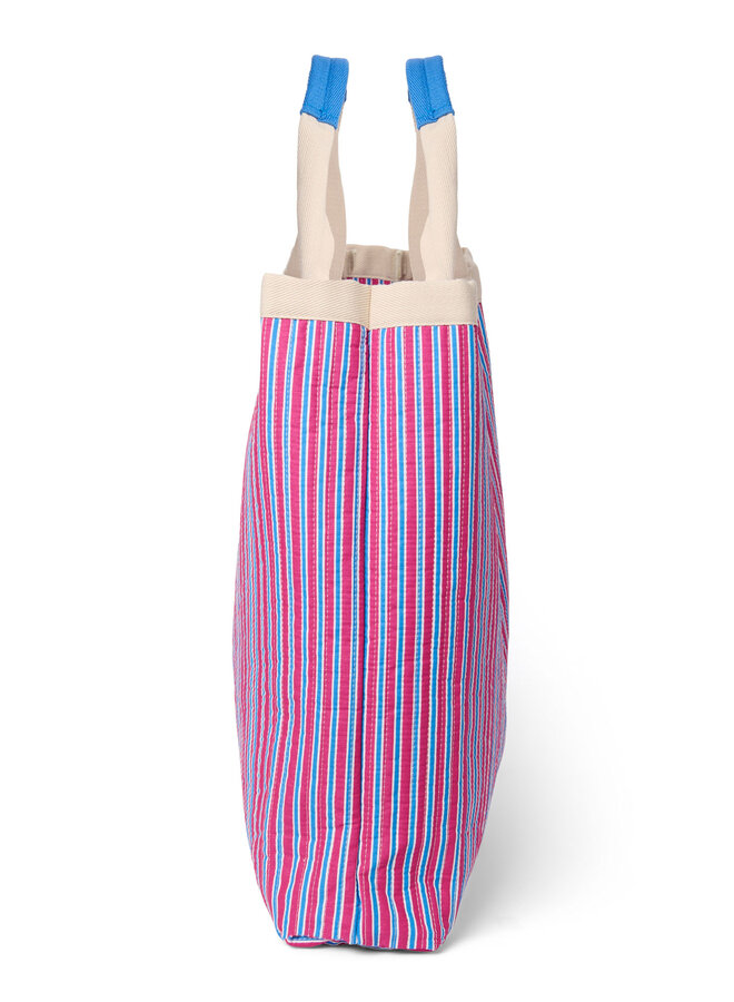 Studio Noos - Poplin striped beach bag - Raspberry