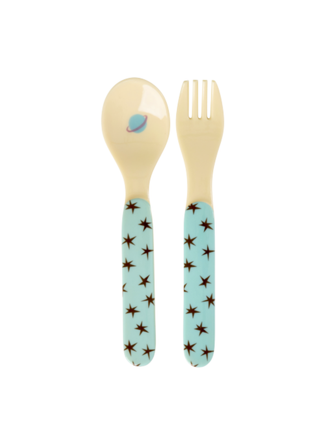rice - Eetset baby - Zacht blauw dogs in space