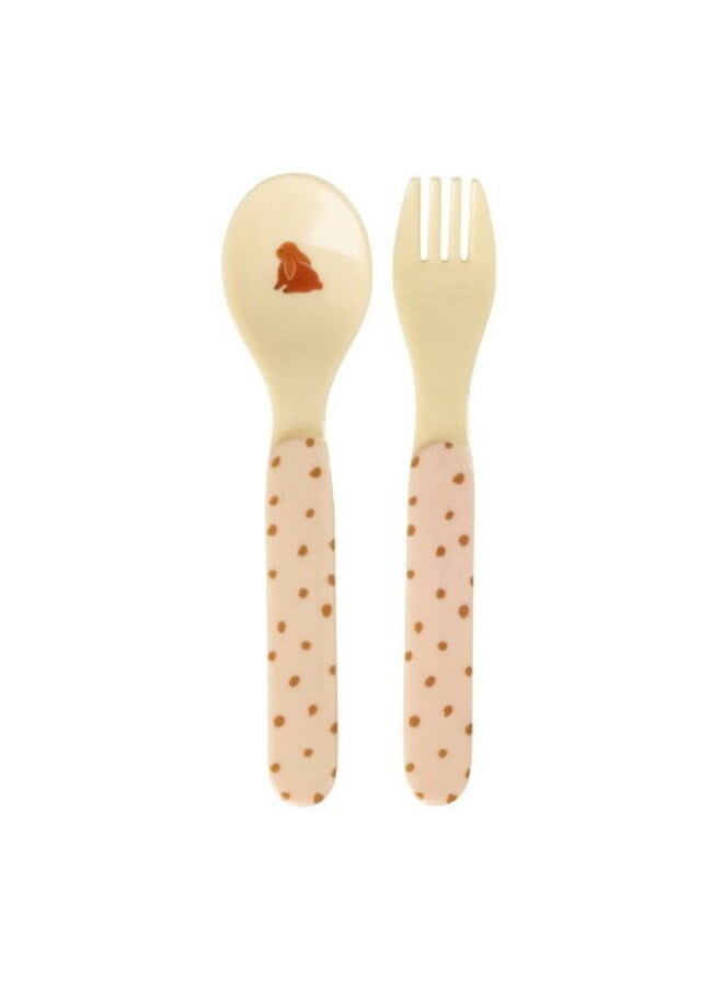 rice - Baby lepel en vork - Roze fairytale