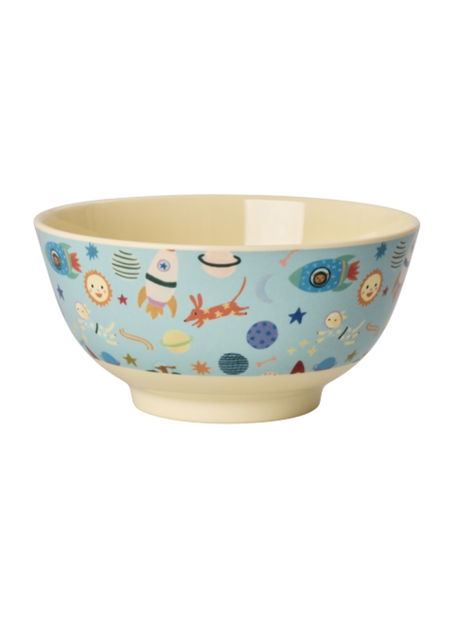 Medium melamine kom - Zacht blauw dogs in space