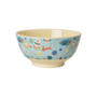 rice - Medium melamine kom - Zacht blauw dogs in space